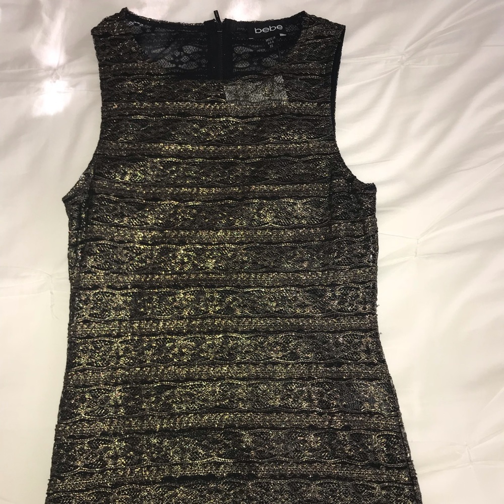 Bebe black and gold party top